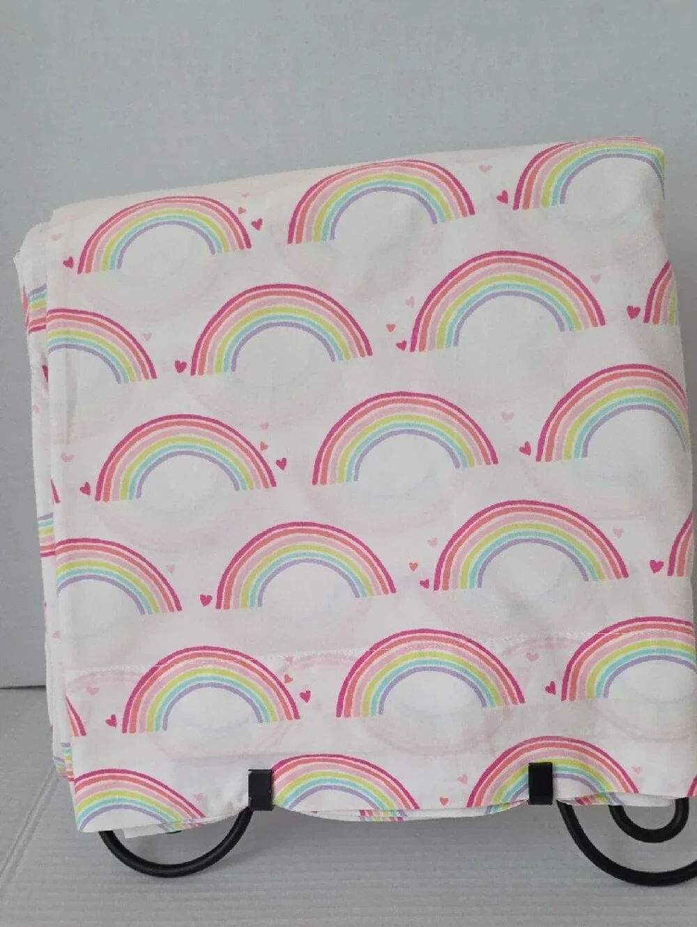 Pottery Barn Kids Rainbows Hearts Organic Cotton Full Flat Sheet